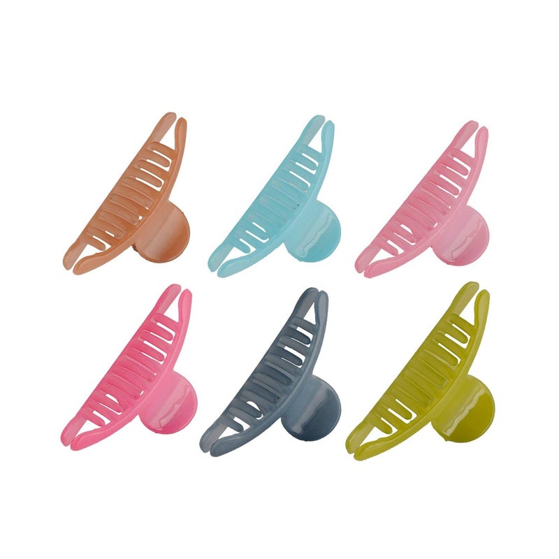Accessher Acrylic Hair Claw Clips for Women | Durable Non-Slip Matte Finish | Strong Grip for Thick, Curly or Fine Hair | Frizz-Free, Breakage-Free Styling | Pack of 6 Colors - Image 1